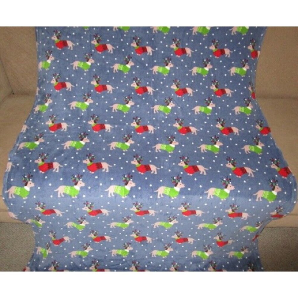 New Dachshund Dogs in Christmas Sweaters Plush Fleece Throw GIFT Blanket SOFT